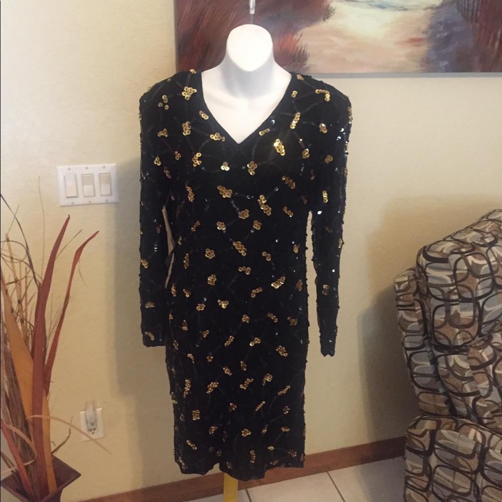 Vintage Black Sequined Dress